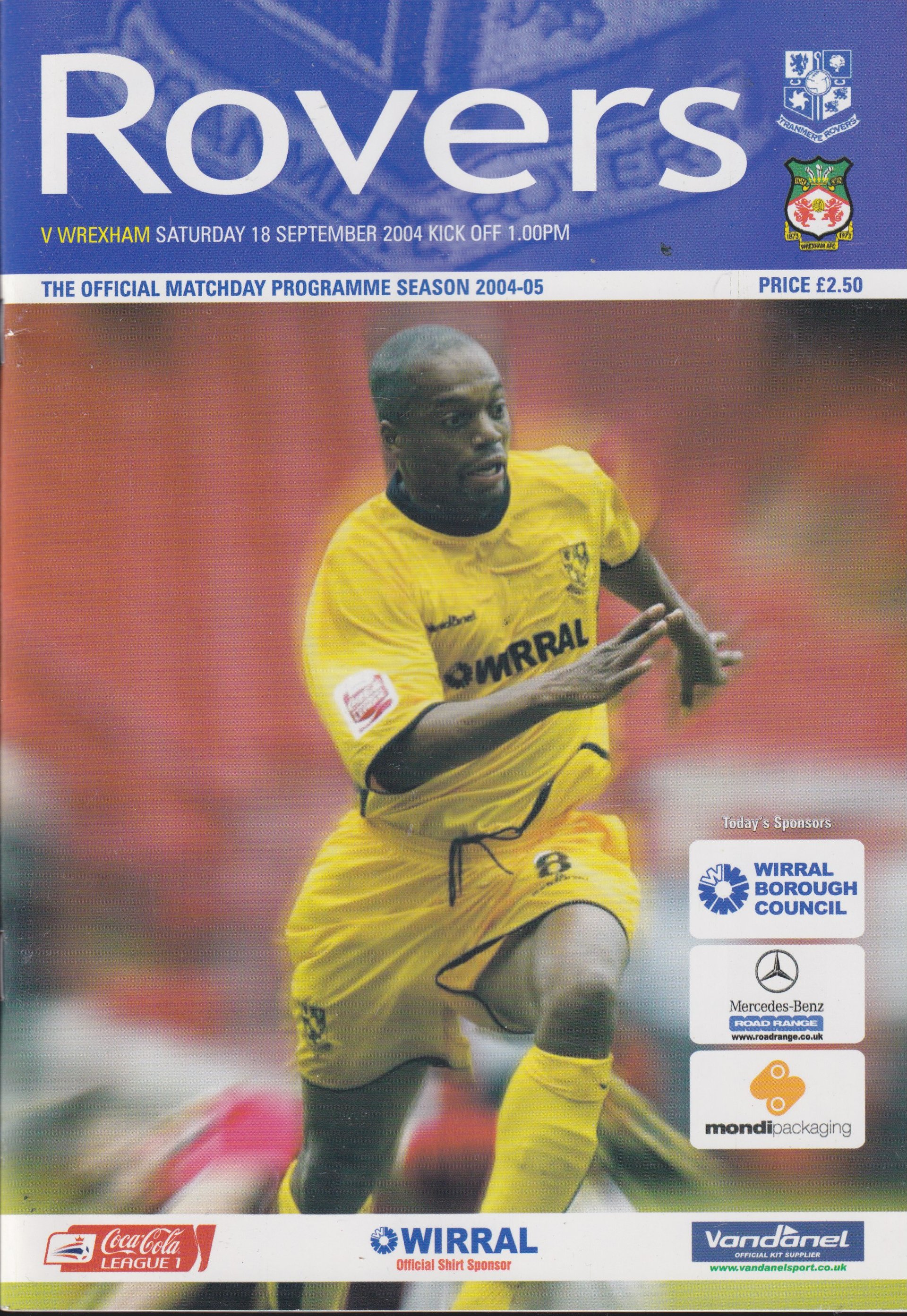 Tranmere Rovers v Wrexham match programme